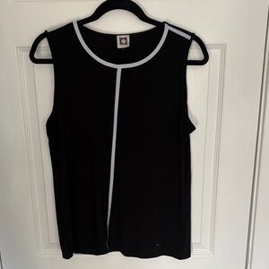 Black Sleeveless Top with White Trim - Classic Women's Tank